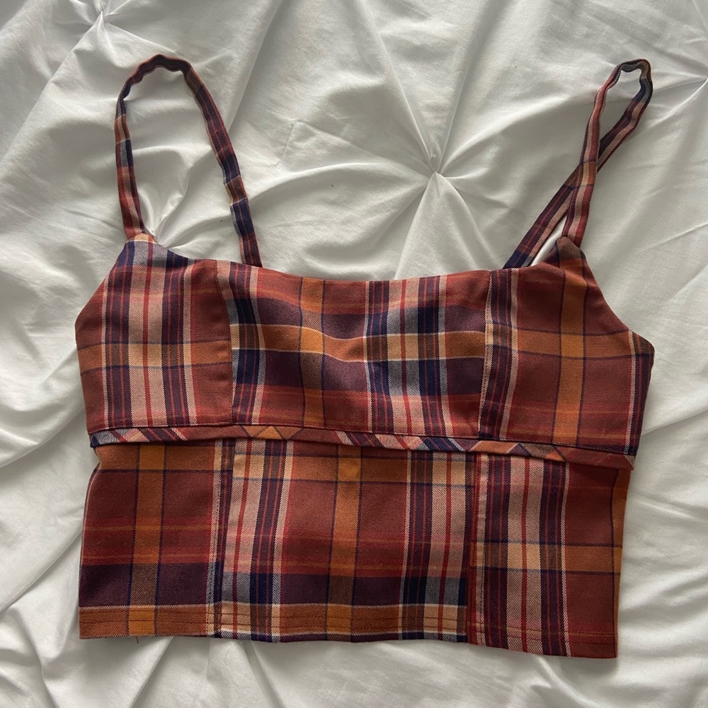 New Urban Outfitters plaid zip up top. Size medium